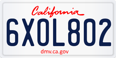 CA license plate 6XOL802