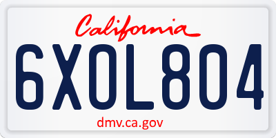 CA license plate 6XOL804