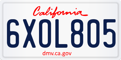 CA license plate 6XOL805