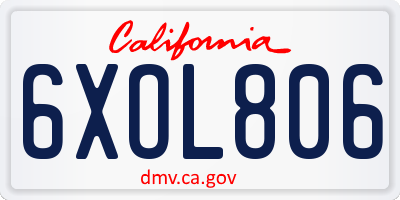 CA license plate 6XOL806