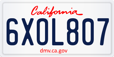 CA license plate 6XOL807