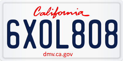 CA license plate 6XOL808
