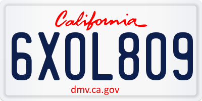 CA license plate 6XOL809