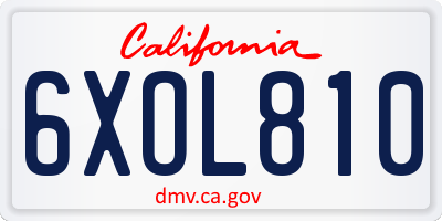 CA license plate 6XOL810