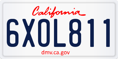 CA license plate 6XOL811