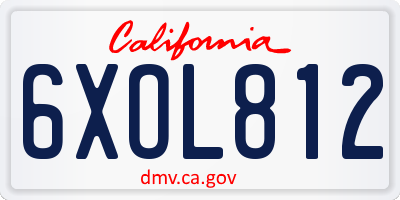 CA license plate 6XOL812