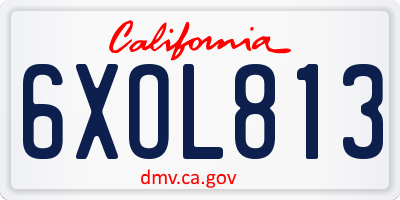 CA license plate 6XOL813