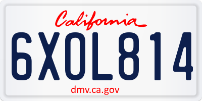 CA license plate 6XOL814