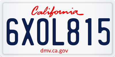 CA license plate 6XOL815