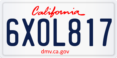 CA license plate 6XOL817