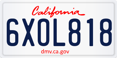 CA license plate 6XOL818