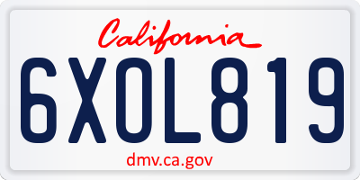 CA license plate 6XOL819