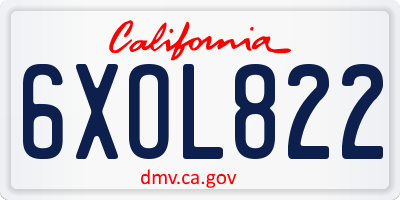 CA license plate 6XOL822