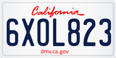CA license plate 6XOL823