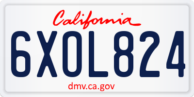 CA license plate 6XOL824