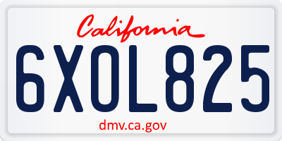 CA license plate 6XOL825