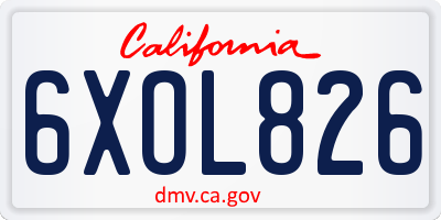 CA license plate 6XOL826