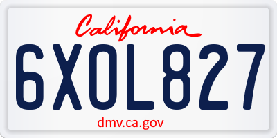 CA license plate 6XOL827