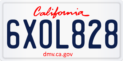 CA license plate 6XOL828