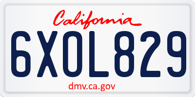 CA license plate 6XOL829