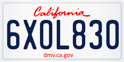 CA license plate 6XOL830