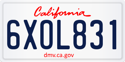 CA license plate 6XOL831