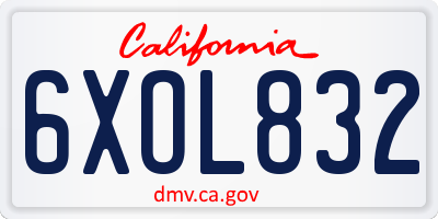 CA license plate 6XOL832