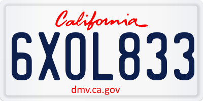 CA license plate 6XOL833