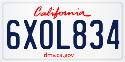 CA license plate 6XOL834