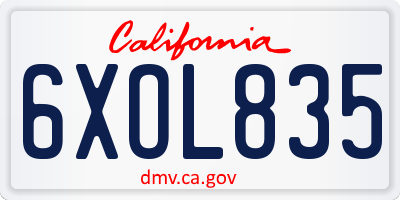 CA license plate 6XOL835