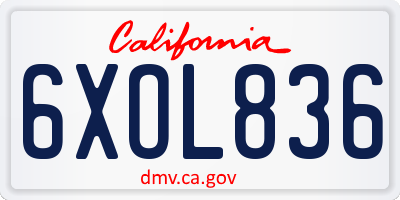 CA license plate 6XOL836