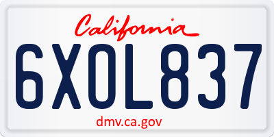 CA license plate 6XOL837