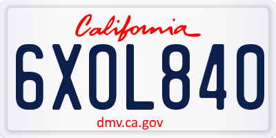 CA license plate 6XOL840