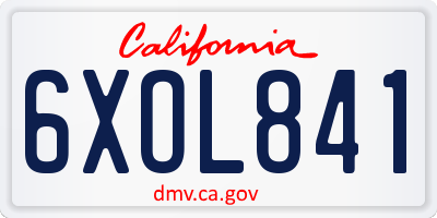 CA license plate 6XOL841