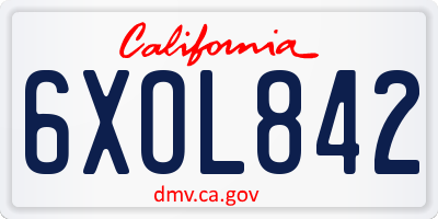 CA license plate 6XOL842