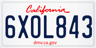 CA license plate 6XOL843