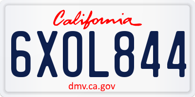 CA license plate 6XOL844