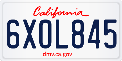 CA license plate 6XOL845