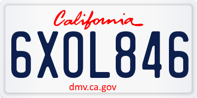 CA license plate 6XOL846