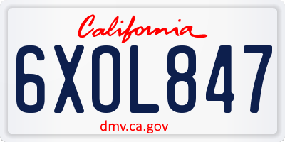 CA license plate 6XOL847