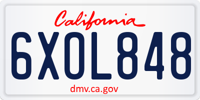 CA license plate 6XOL848