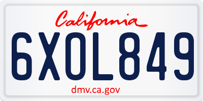 CA license plate 6XOL849