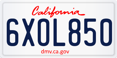 CA license plate 6XOL850