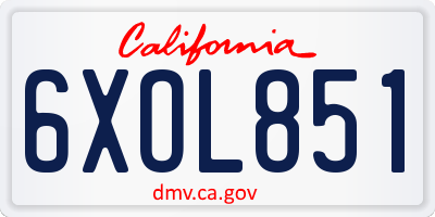CA license plate 6XOL851
