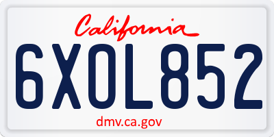 CA license plate 6XOL852
