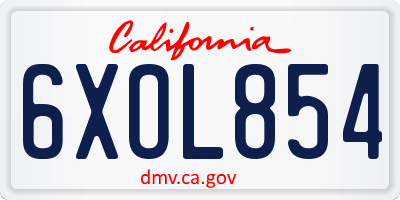 CA license plate 6XOL854