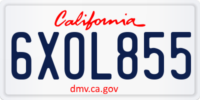 CA license plate 6XOL855