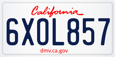 CA license plate 6XOL857