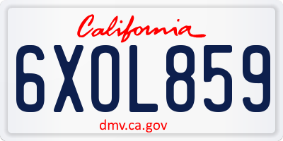 CA license plate 6XOL859