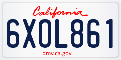 CA license plate 6XOL861